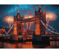 5D Cuadrado Diamond Painting Conjunto Completo, Puente De Fuegos Artificiales DIY Arte de Mosaico Digital，Adulto Niño Decoración Domésticas Regalos De Año Nuevo 40x30cm T8ZY-857