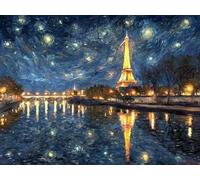 5D Cuadrado Diamond Painting Conjunto Completo, Torre De Hierro Y Cielo Estrellado DIY Arte de Mosaico Digital，Adulto Niño Decoración Domésticas Regalos De Año Nuevo 40x30cm T8ZY-785