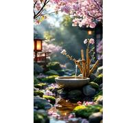 5D Diamond Art Painting,Garden Creek Stones diamond painting Kits for Adults,DIY Round Full Drill Canvas Embroidery Cross Stitch,Diamond Arts Crafts Painting Pictures for Home Wall Decor 40x90cm