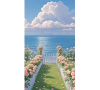 5D Diamond Art Painting,Garden Sea Cloud diamond painting Kits for Adults,DIY Square Full Drill Canvas Embroidery Cross Stitch,Diamond Arts Crafts Painting Pictures for Home Wall Decor 80x170cm