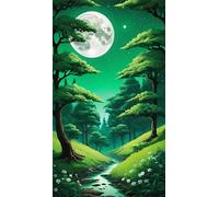 5D Diamond Art Painting,Jungle Green Moon diamond painting Kits for Adults,DIY Round Full Drill Canvas Embroidery Cross Stitch,Diamond Arts Crafts Painting Pictures for Home Wall Decor 80x170cm