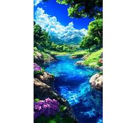 5D Diamond Art Painting,Lake Cloud Tree diamond painting Kits for Adults,DIY Square Full Drill Canvas Embroidery Cross Stitch,Diamond Arts Crafts Painting Pictures for Home Wall Decor 80x170cm