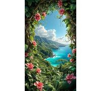 5D Diamond Art Painting,Lake Mountains Flowers diamond painting Kits for Adults,DIY Square Full Drill Canvas Embroidery Cross Stitch,Diamond Arts Crafts Painting Pictures for Home Wall Decor 50x110cm