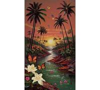 5D Diamond Art Painting,Lily Butterfly Creek diamond painting Kits for Adults,DIY Round Full Drill Canvas Embroidery Cross Stitch,Diamond Arts Crafts Painting Pictures for Home Wall Decor 70x150cm