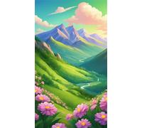 5D Diamond Art Painting,Mountains Daisy diamond painting Kits for Adults,DIY Round Full Drill Canvas Embroidery Cross Stitch,Diamond Arts Crafts Painting Pictures for Home Wall Decor 100x210cm