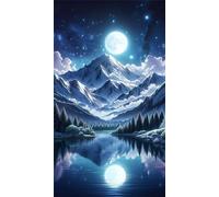 5D Diamond Art Painting,Mountains Moon Lake diamond painting Kits for Adults,DIY Round Full Drill Canvas Embroidery Cross Stitch,Diamond Arts Crafts Painting Pictures for Home Wall Decor 80x170cm