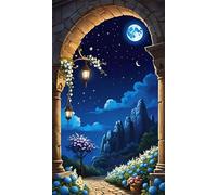 5D Diamond Art Painting,Mountains Moon Plants diamond painting Kits for Adults,DIY Square Full Drill Canvas Embroidery Cross Stitch,Diamond Arts Crafts Painting Pictures for Home Wall Decor 100x210cm