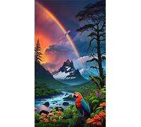 5D Diamond Art Painting,Mountains Rivers diamond painting Kits for Adults,DIY Round Full Drill Canvas Embroidery Cross Stitch,Diamond Arts Crafts Painting Pictures for Home Wall Decor 90x190cm
