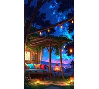 5D Diamond Art Painting,Night Countryside Plants diamond painting Kits for Adults,DIY Square Full Drill Canvas Embroidery Cross Stitch,Diamond Arts Crafts Painting Pictures for Home Decor 70x150cm
