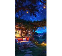 5D Diamond Art Painting,Night House Tree diamond painting Kits for Adults,DIY Round Full Drill Canvas Embroidery Cross Stitch,Diamond Arts Crafts Painting Pictures for Home Wall Decor 90x190cm