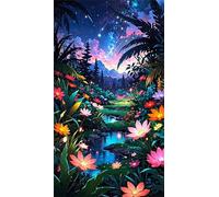 5D Diamond Art Painting,Night Scene Flowers diamond painting Kits for Adults,DIY Square Full Drill Canvas Embroidery Cross Stitch,Diamond Arts Crafts Painting Pictures for Home Wall Decor 30x70cm