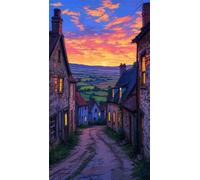 5D Diamond Art Painting,Night Town Street diamond painting Kits for Adults,DIY Square Full Drill Canvas Embroidery Cross Stitch,Diamond Arts Crafts Painting Pictures for Home Wall Decor 100x210cm