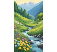 5D Diamond Art Painting,Prairie Creek Flowers diamond painting Kits for Adults,DIY Round Full Drill Canvas Embroidery Cross Stitch,Diamond Arts Crafts Painting Pictures for Home Wall Decor 30x70cm