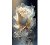 5D Diamond Art Painting,White Dream Rose diamond painting Kits for Adults,DIY Square Full Drill Canvas Embroidery Cross Stitch,Diamond Arts Crafts Painting Pictures for Home Wall Decor 20x50cm