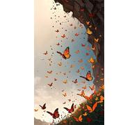 5D Diamond Art Painting,Yellow Butterfly diamond painting Kits for Adults,DIY Round Full Drill Canvas Embroidery Cross Stitch,Diamond Arts Crafts Painting Pictures for Home Wall Decor 50x110cm