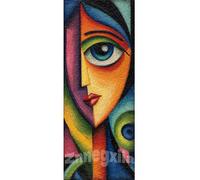 5D Diamond Painting Abstracto Diamond Painting Kit Completo, Cara Pintura de Diamante XXL Kit Punto de Cruz, DIY Bordado Cuadros de Diamantes, Decoración de Pared para el Hogar 80x220 cm/32x87 Inch