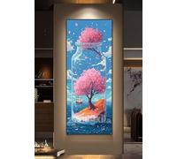 5D Diamond Painting Acuario Diamond Painting Kit Completo, Árbol Pintura de Diamante XXL Kit Punto de Cruz, DIY Bordado Cuadros de Diamantes, Decoración de Pared para el Hogar 80x220 cm/32x87 Inch