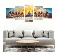 5D Diamond Painting Adultos, 5 Piezas Diamond Painting Kits Paisaje Última Cena Pintura Diamante, Manualidades Adultos DIY Punto de Cruz Cuadro Diamante para Decoración Pared del Hogar 150x80cm B0-32