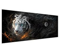 5D Diamond Painting Adultos Abstracto, DIY Pintura de Diamante Manualidades Adultos, Diamond Painting Grande Tigre Blanco, Dibujos con Diamantes Cristal para Decoracion Hogar Pared (100x40cm) B-40