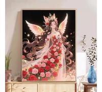 5D Diamond Painting Adultos, Ángel & Rosas Diamond Painting kit Completo con Lienzo Mosaico y Brillantes, Full Drill Diamantini Crystal Art, Manualidades Adultos y Decoración, 60x80cm 2Z#410