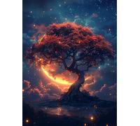 5D Diamond Painting Adultos áRbol De La Vida Dibujos Con Diamantes Luna, Pintar Con Diamantes kit Bordado Principiantes DIY Cuadrado Embroidery Kit Pintura Decorazioni Casa Pareti 80x120cm 1-C5281