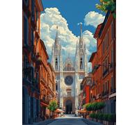 5D Diamond Painting Adultos Arquitectura Pintura de Diamante Cielo Manualidades Aldults Art Kit Completo, Diamond Painting Set, Bricolaje Bordado kit para Decor la Pared del Hogar 50x70cm, Model 533