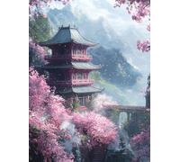 5D Diamond Painting Adultos Arquitectura Pintura de Diamante Japón Manualidades Aldults Art Kit Completo, Diamond Painting Set, Bricolaje Bordado kit para Decor la Pared del Hogar 100x130cm, Model 333