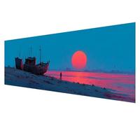 5D Diamond Painting Adultos Atardecer, DIY Bote Grande Diamond Painting Kit Punto de Cruz, Manualidades Adultos kit Bordado, Dibujos con Diamantes Art, Navidad Decoración Hogar Regalo 40x120cm Q-63