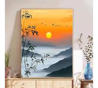5D Diamond Painting Adultos, Atardecer & Montaña Diamond Painting kit Completo con Lienzo Mosaico y Brillantes, Full Drill Diamantini Crystal Art, Manualidades Adultos y Decoración, 50x70cm 2Z#261