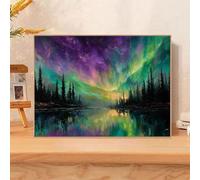 5D Diamond Painting Adultos, Aurora & Árbol Diamond Painting kit Completo con Lienzo Mosaico y Brillantes, Full Drill Diamantini Crystal Art, Manualidades Adultos y Decoración, 30x40cm 2Z#998