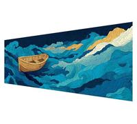 5D Diamond Painting Adultos Bote, DIY Olas Del Océano Grande Diamond Painting Kit Punto de Cruz, Manualidades Adultos kit Bordado, Dibujos con Diamantes Art, Decoración Hogar Regalo 50x150cm M-85