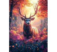 5D Diamond Painting Adultos, Ciervo Animal Bricolaje Diamond Art Kits para niños Adultos principiantes, redondo completo Diamond para Decoración Hogar Dormitorios Paredes salón 20x30cm WO7W-110