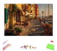 5D Diamond Painting Adultos, Ciudad & Océano Pintura de Diamantes Kit Completo, Cuadros Diamantes 5D Taladro Completo, Manualidades Adultos Bordado de Cristales, Decor de Pared Hogar 80x120cm 1Z-778