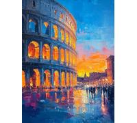 5D Diamond Painting Adultos Coliseo Dibujos Con Diamantes Roma, Pintar Con Diamantes kit Bordado Principiantes DIY Full Cuadrado Embroidery Kit Pintura per Decorazioni Casa Pareti 30x40cm C-Y720W