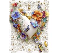 5D Diamond Painting Adultos, Diamond Painting flor Amar, Kit Pintura de Diamantes DIY Cristal Bordado Artesanía, Pintura Diamante Kit para Principiantes, Decoración Del Hogar 35x50cm 0j-336