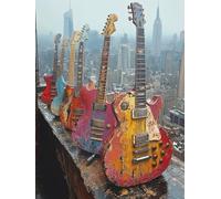 5D Diamond Painting Adultos, Diamond Painting Guitarra Pintura Diamante Paisaje Punto de Cruz Diamante DIY Manualidades Adultos Principiante para Decoracion Hogar Habitacion 70x95 CM -yym250756