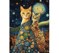 5D Diamond Painting Adultos, DIY Pintura de Diamantes Gato Abstracto, Bricolaje Diamond Art Kits, Pintura Diamante Punto de Cruz, Dibujos con Diamantes para Decoración Hogar Regalo 60x90cm Q-659B