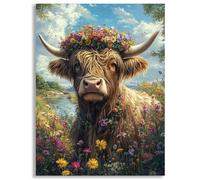 5D Diamond Painting Adultos Ganado de las Tierras Altas, Kit Pintura de Diamantes DIY Animal, Manualidades Niños y Adultos, Regalo Original, Decoración Pared Hogar, Strass Cuadrados 50x60cm, z@264