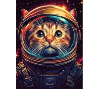5D Diamond Painting Adultos Gato Pintura de Diamante Espacio Manualidades Aldults Art Kit Completo, Diamond Painting Set para Niños, Bordado kit para Decoración la Pared del Hogar 30x40cm, Model 565