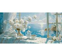 5D Diamond Painting Adultos Grande Tamaño 60x120cm, Alféizar de la ventana de flores DIY Cuadro Diamante para Adultos Completo, Diamond Art Kit Niños, Cristal Bordado Punto de Cruz Decoración lgl8-328