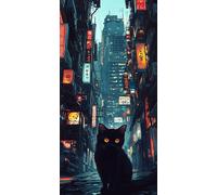 5D Diamond Painting Adultos Grande Tamaño 60x120cm, Ciudad del gato DIY Cuadro Diamante para Adultos Completo, Diamond Art Kit para Niños, Cristal Bordado Punto de Cruz Decoración Hogar lgl8-508