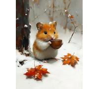 5D Diamond Painting Adultos HáMster Dibujos Con Diamantes Hojas CaíDas, Pintar Con Diamantes kit Bordado Principiantes DIY Cuadrado Embroidery Kit Pintura Decorazioni Casa Pareti 30x40cm 7-665ZJ