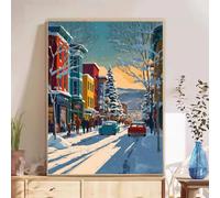 5D Diamond Painting Adultos, Invierno & Vista de la calle Diamond Painting kit Completo con Lienzo y Brillantes, Full Drill Diamantini Crystal Art, Manualidades Adultos y Decoración, 60x90cm 2Z#198