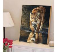 5D Diamond Painting Adultos, León & Paisaje Diamond Painting kit Completo con Lienzo Mosaico y Brillantes, Full Drill Diamantini Crystal Art, Manualidades Adultos y Decoración, 20x30cm 2Z#271