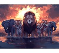 5D Diamond Painting Adultos LeóN Pintura Diamante Elefante Diamond Painting Kit Completo, DIY Punto de Cruz Kit de Pintura de Diamante para Manualidades Adultos, para Decoración Hogar 20x30cm h-832