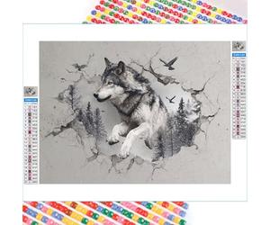 5D Diamond Painting Adultos, Lobo & Gris Diamond Painting kit Completo con Lienzo Mosaico y Brillantes, Full Drill Diamantini Crystal Art, Manualidades Adultos Relajantes y Decoración, 60x90cm 2Z#1024
