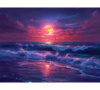 5D Diamond Painting Adultos Luna Pintura Diamante Mar 50x40cm, 2026 New Diamond Painting Kit Completo DIY Punto de Cruz Mosaico Manualidades Kit, Pintura Diamantes Niños para Decoración Hogar 897z-s