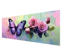 5D Diamond Painting Adultos Mariposa, DIY Flor Grande Diamond Painting Kit Punto de Cruz, Manualidades Adultos kit Bordado, Dibujos con Diamantes Art, Navidad Decoración Hogar Regalo 50x150cm Q-11