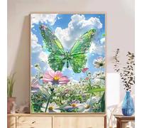 5D Diamond Painting Adultos, Mariposa & Verde Diamond Painting kit Completo con Lienzo Mosaico y Brillantes, Full Drill Diamantini Crystal Art, Manualidades Adultos y Decoración, 50x65cm 2Z#986