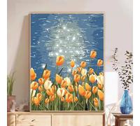 5D Diamond Painting Adultos, Naranja & Tulipán Diamond Painting kit Completo con Lienzo Mosaico y Brillantes, Full Drill Diamantini Crystal Art, Manualidades Adultos y Decoración, 50x70cm 2Z#932